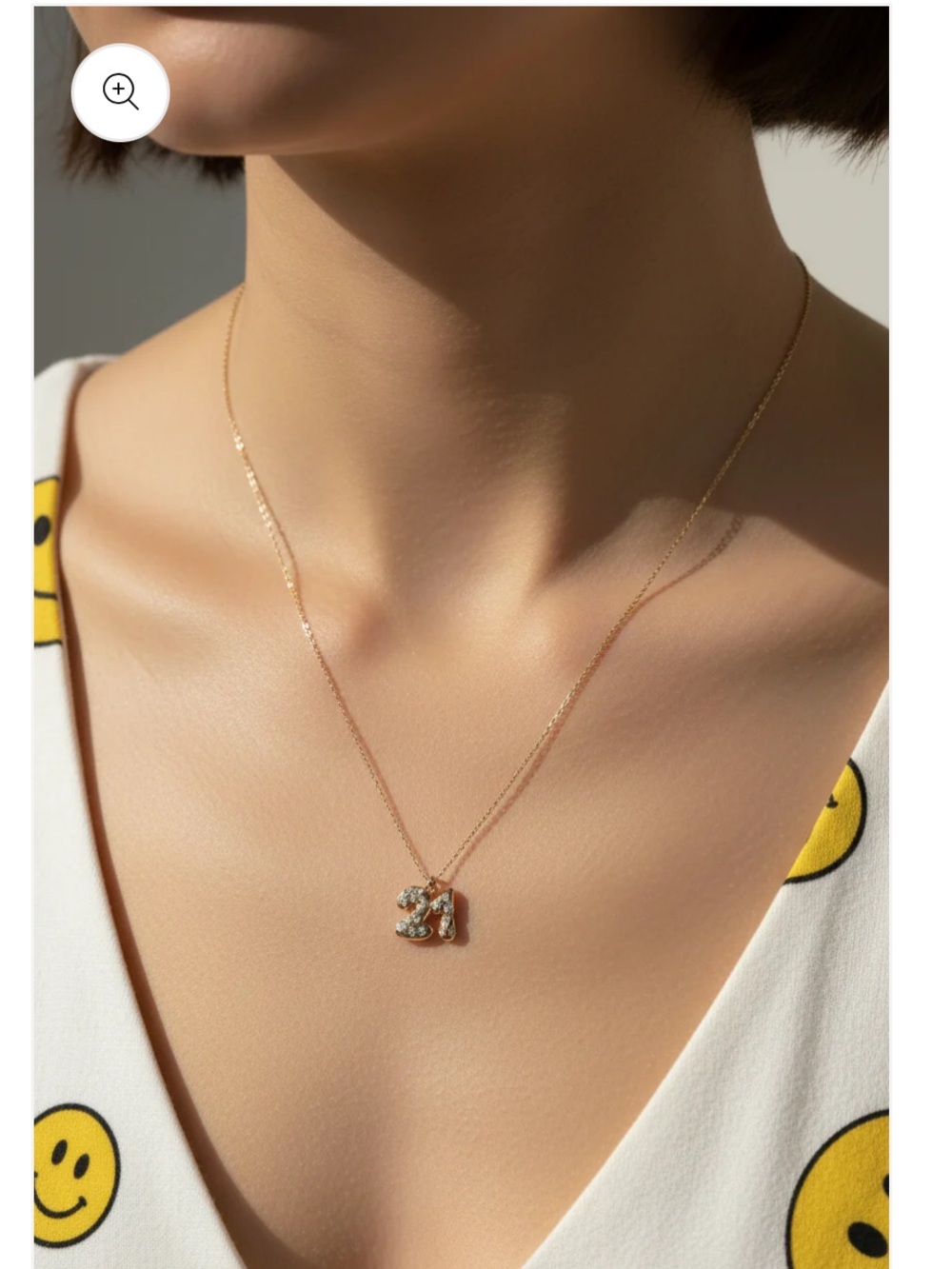 “21” Gold Bubble CZ Pendant Necklace